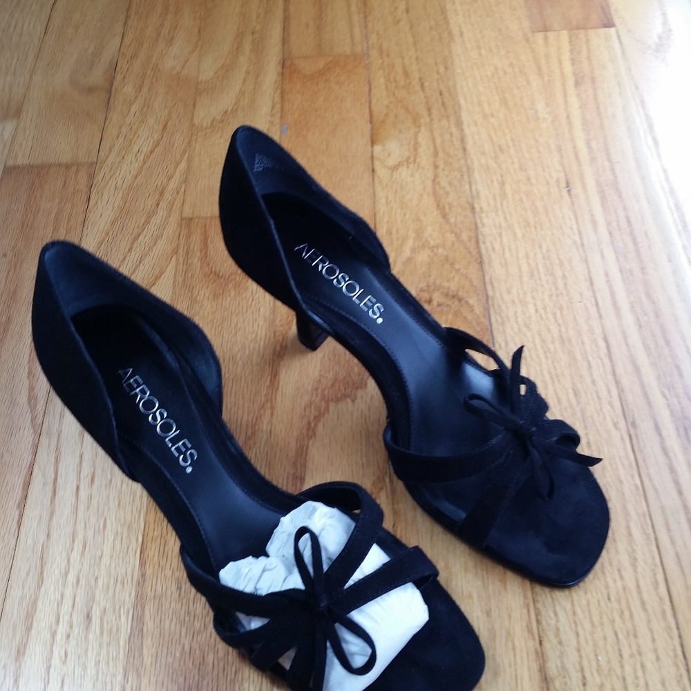 Black soft suede sandal